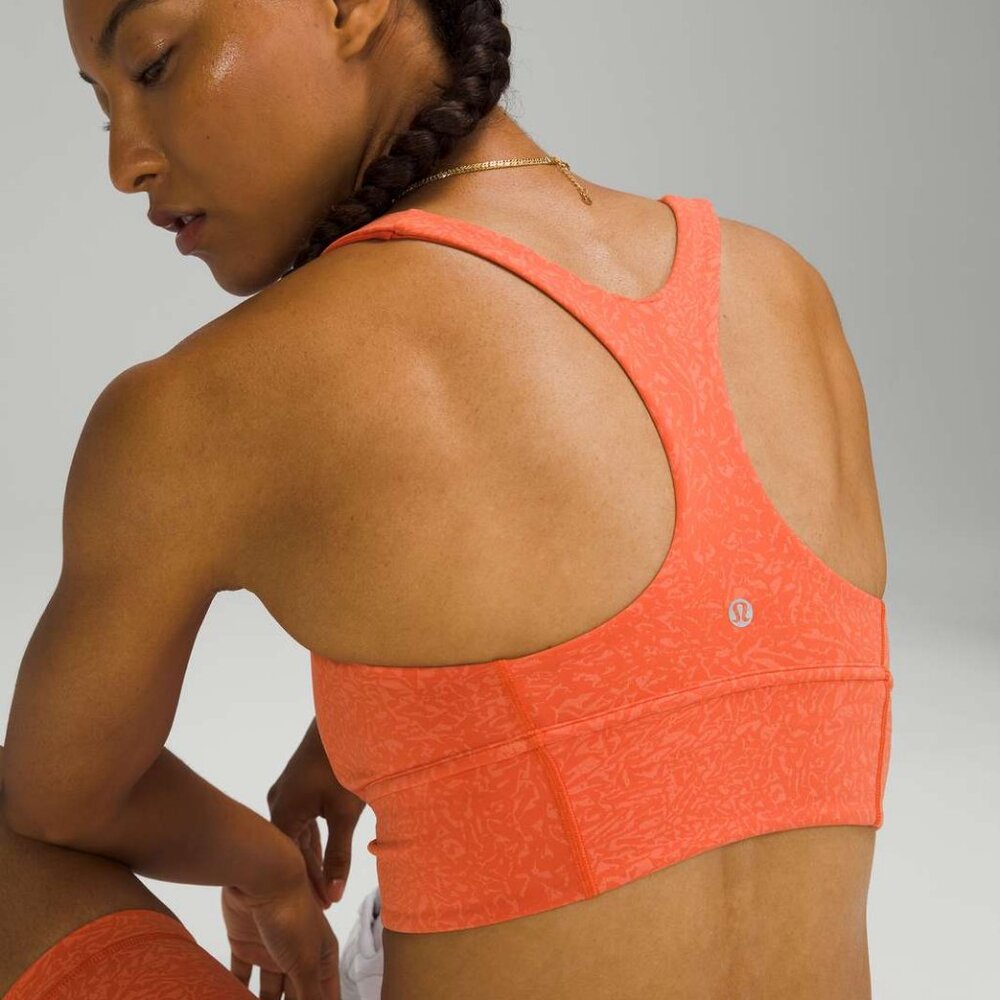 Lululemon Wunder Train Long Line Bra Crunch In Warm coral Size 4